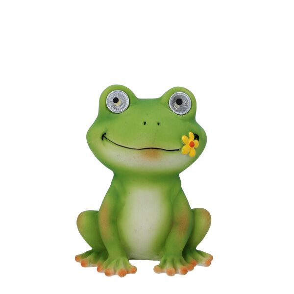 Baštenska figurica žaba sa svetlećim očima 9,6 x 7,5 x 13 cm LED (GOT7720)