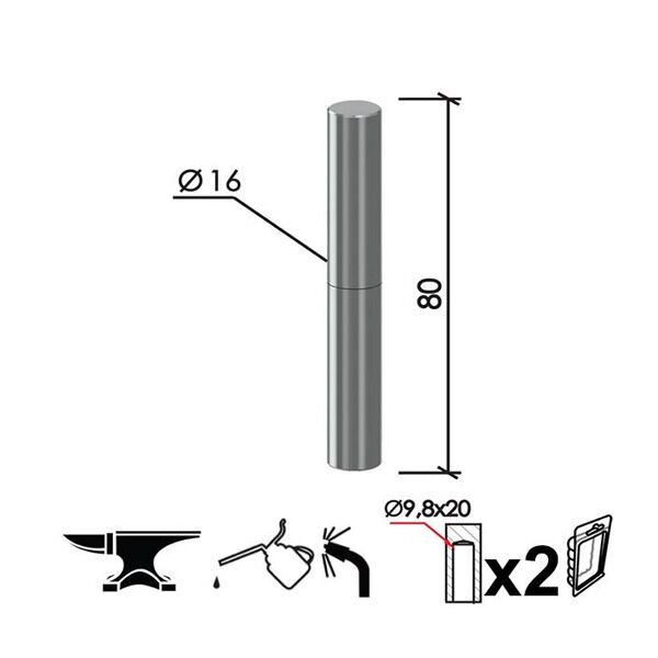 Šarka bravarska za vrata 2kom SP6 FI16x80/9,8x20mm DBP1 (0109078)