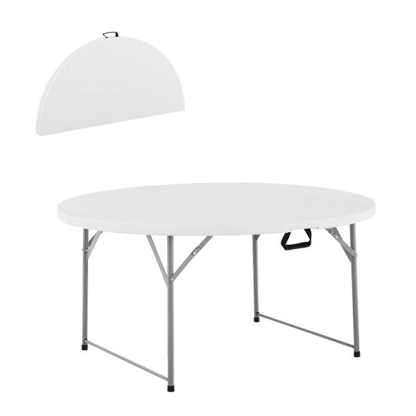 Kamperski sklopivi sto ø180 x 74 cm okrugli beli (ZUM3709)