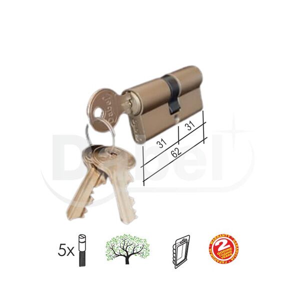 Cilindar za vrata CL5000 NI-sat 62mm (31-31) 3k DBP1 (0106460)