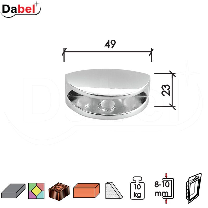Nosač za staklenu policu N31 Hr 49/23/8-10mm 10kg DBP1 0204031