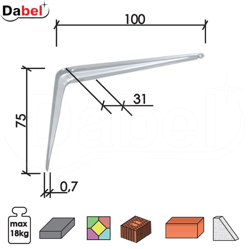 Nosač police konzolni N1103 Bela 075x100/31/0,7mm Q 3304089