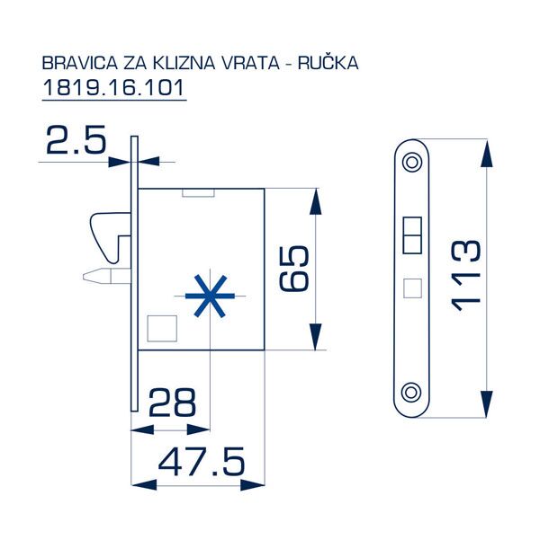 Bravica za klizna vrata 28(47.5x65) za cilindar - Image 2