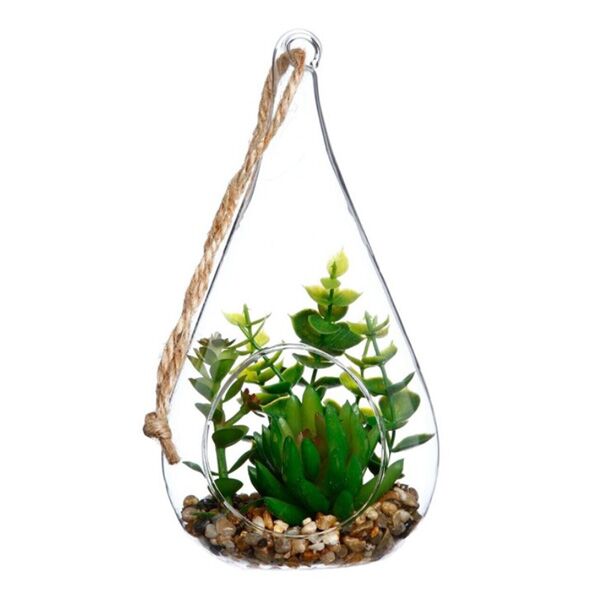 Dekor. cveće 9.8x9x18.5cm metal/poliester/kamen zelena (145045)