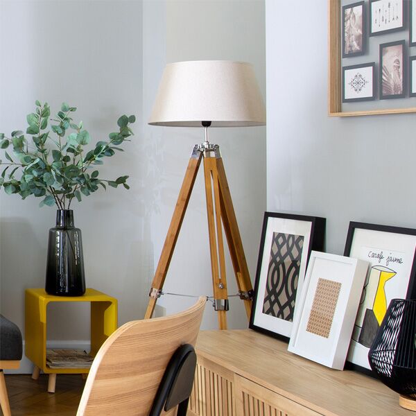 Lampa 65x59x145cm Poliester/Bor/Plastika/Metal Boja Slonovače (123174C) - Image 2