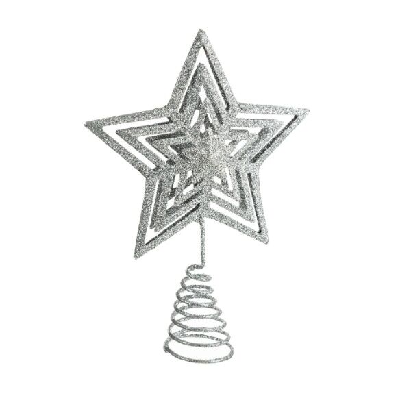 Novogodišnja dekoracija zvezda za vrh jelke srebrna (147650)
