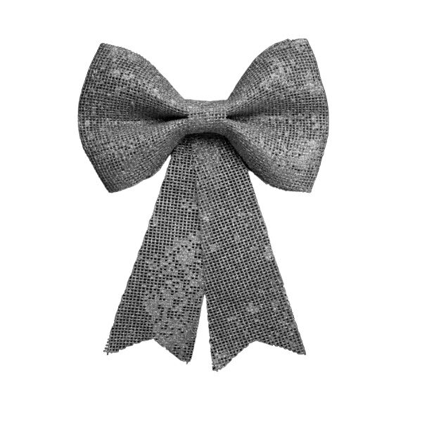 Novogodišnja dekoracija mašna 19x24 srebrna (153674D)