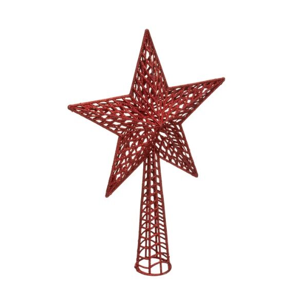 Novogodišnja dekoracija zvezda za vrh jelke 38 cm crvena (166014A)