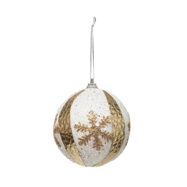 Novogodišnja dekoracija kugla 8 cm bela zlatna (175952)
