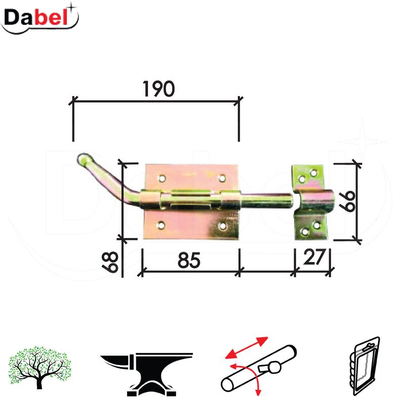 Reza za vrata 320 ZnŽ 190/85x68/27x66mm DSP 0105058