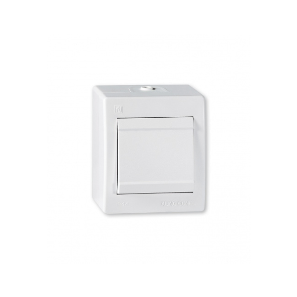 Aling Conel jednopolna sklopka 10a bela IP44 AL25100