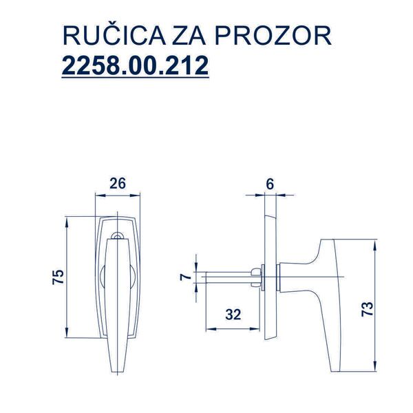 Ručica za prozor - bela plastificirana - Image 2