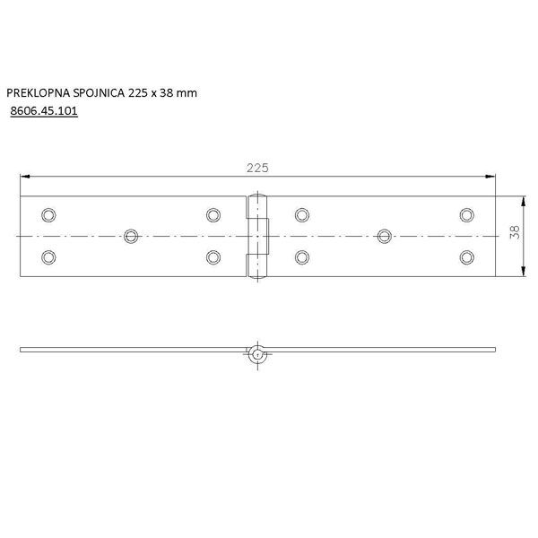 Šarka preklopna za krilo 225x38mm - Image 2