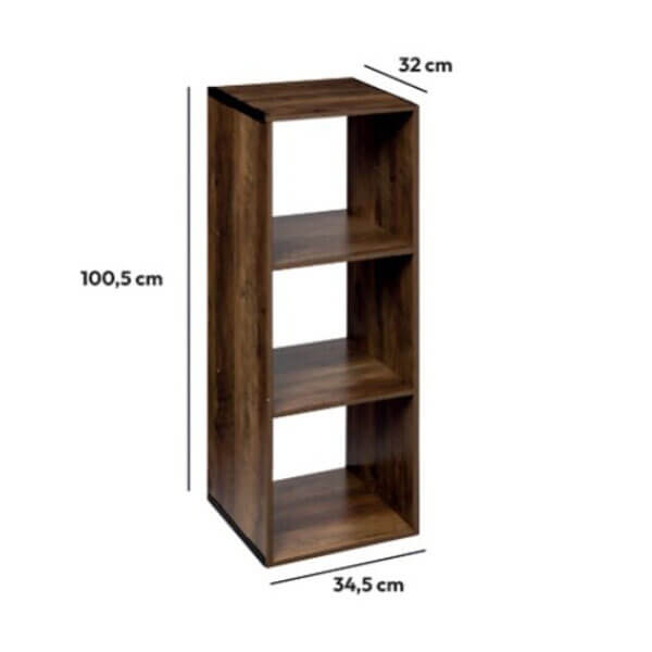Polica sa 3 polja 34.5x32x100.5cm drvo braon 167862