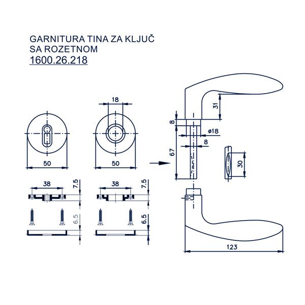 Garnitura Tina sa rozetnom za ključ siva (160026247) - Image 2