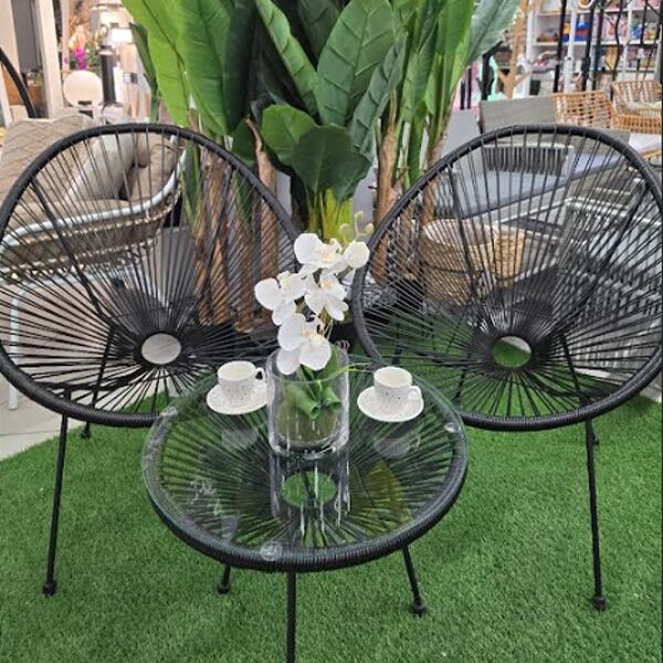 Baštenski bistro set sto + 2 stolice crna (F5050) - Image 2
