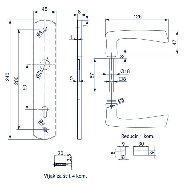 Garnitura Vanda sa štitom za cilindar bela - Image 2