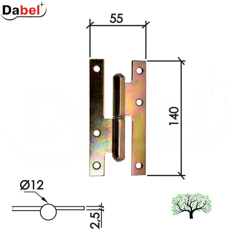 Šarka brodska za vrata SP9006 ZnŽ x140x55x2,5mm Leva DSP 0102106