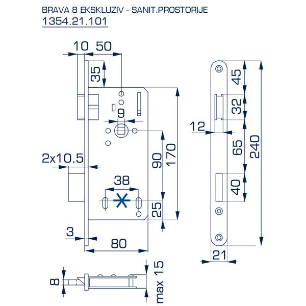 Brava 8 za sanitarne pr. 50x90(80x170)21 univerzalna - Image 2