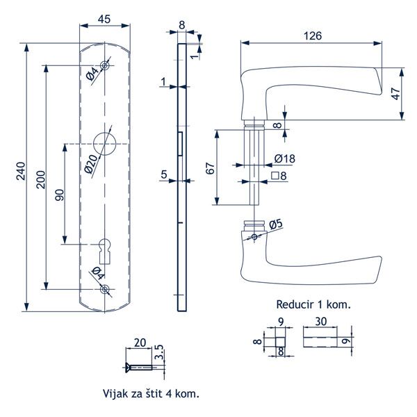 Garnitura Vanda sa štitom za ključ siva 160091247 - Image 2