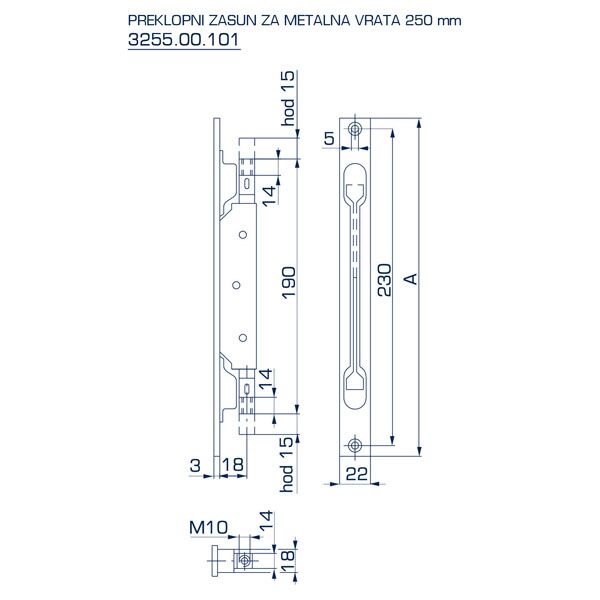 Reza preklopna 250mm za metalna vrata - Image 2