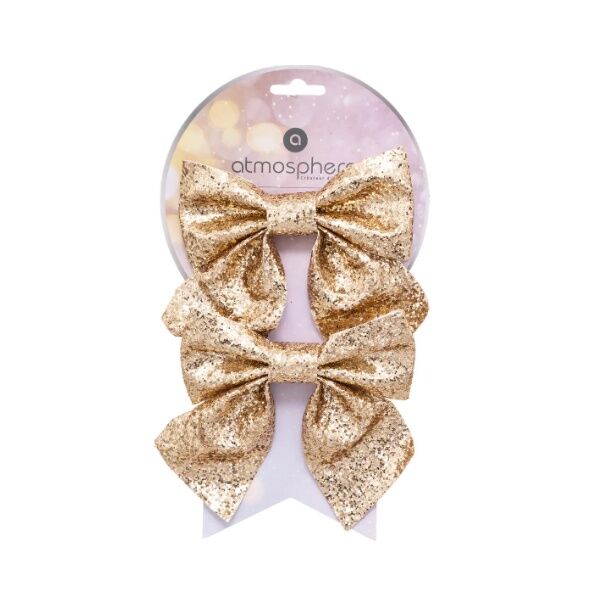 Novogodišnja dekoracija mašne x2 16x14 zlatna (184105A)