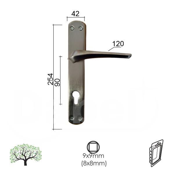 Kvaka šild za vrata Kotor inox 90/42/254/10/120/8/9 CIL DBP0 (0101993)