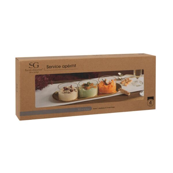 Set za predjelo 4 kom staklo zlatna boja (196503) - Image 2