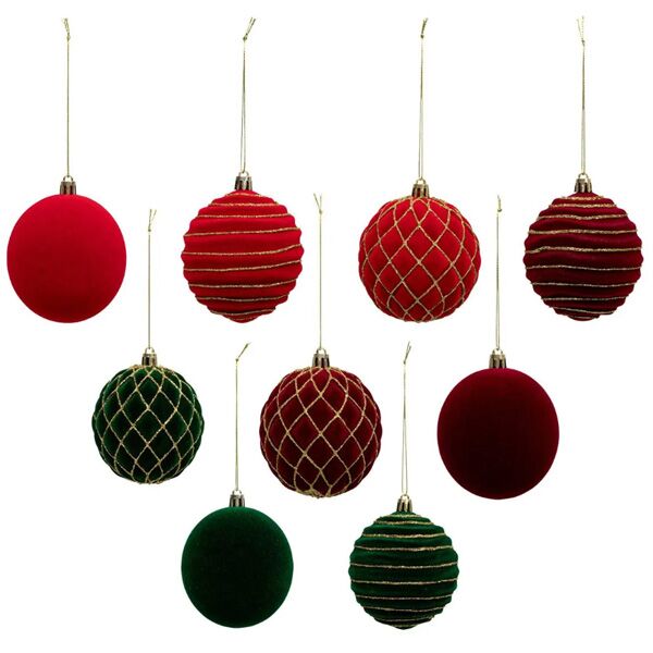 Set novogodišnjih kugli x9 80mm sort crvena (198551)