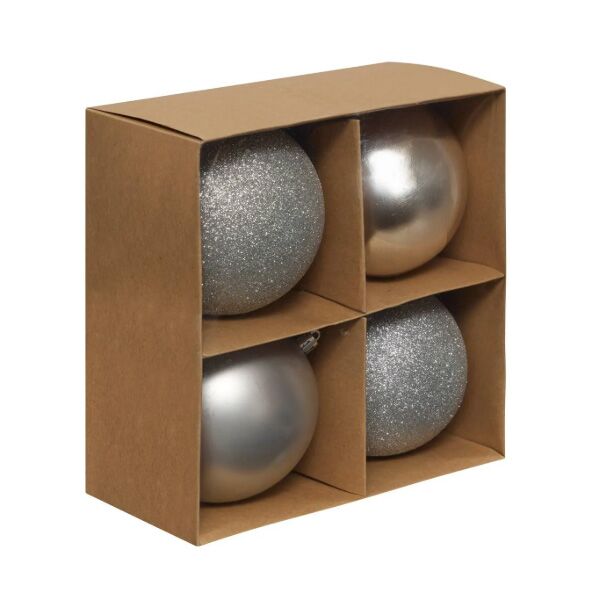 Set novogodišnjih kugli x4 100mm sort srebrna (207479)