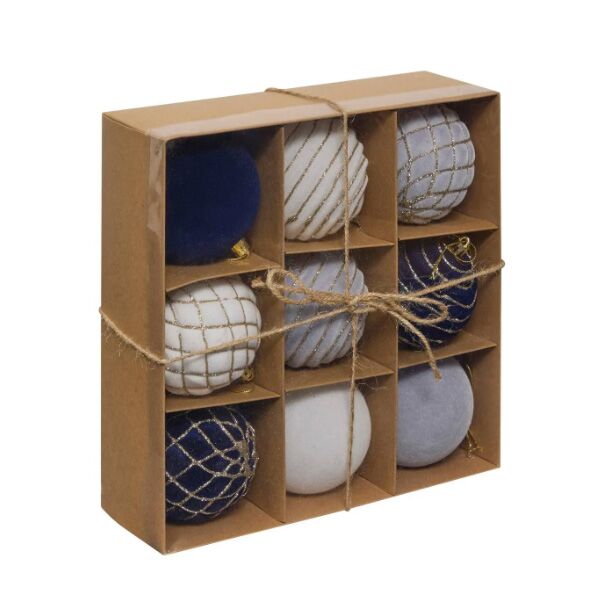 Set novogodišnjih kugli x9 80mm sort plava (207661)