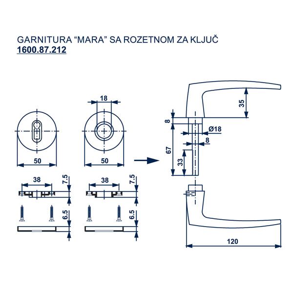 Garnitura Mara sa rozetnama za ključ bela (160087212) - Image 2