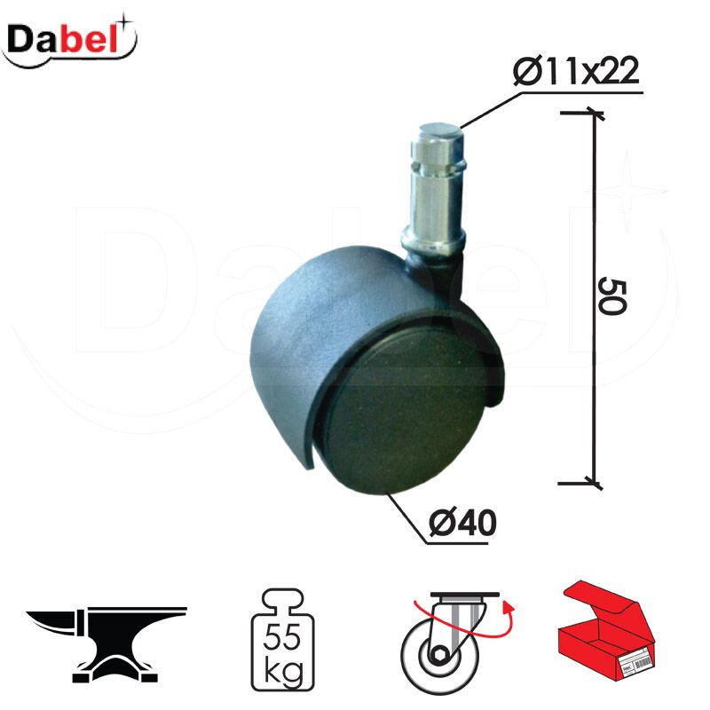 Točkić rotirajući T4105 Crna fi40x50/fi11x22mm 11mm OPD 0206222