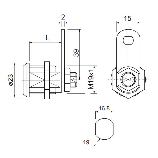 Bravica za metalni orman 2110 Hr fi19x20mm 2K DSP 3304061 - Image 2