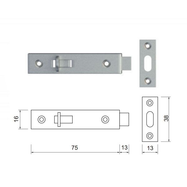 Reza za nameštaj RZ605 ZnB 75x16mm DP1 0206372 - Image 2