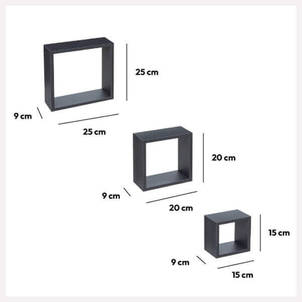 Zidna polica kocka 15/20/25cm tamno siva 138956H - Image 2