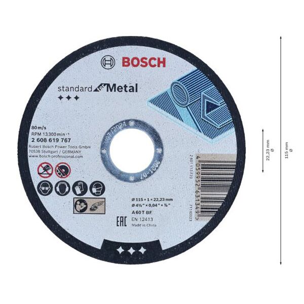 Bosch pakovanje 100kom reznih ploča, ravna 115x22,23x1mm (061599765H) - Image 2