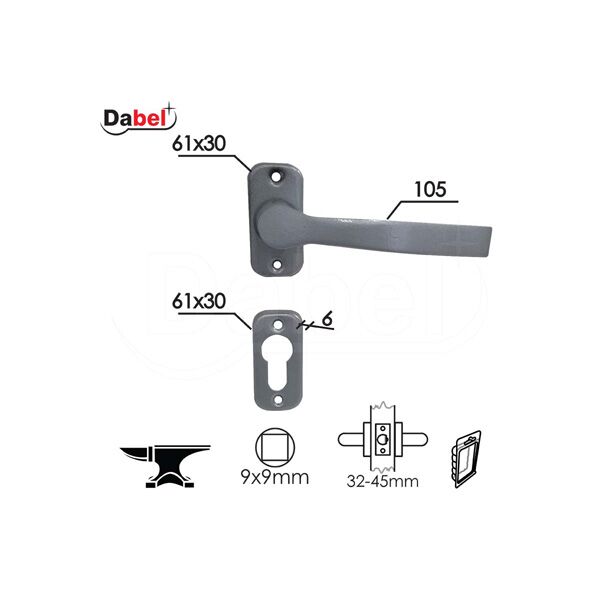 Kvaka rozeta za metalna vrata jača siva 30/61/6/105/9mm cil DBP3 (0101905)