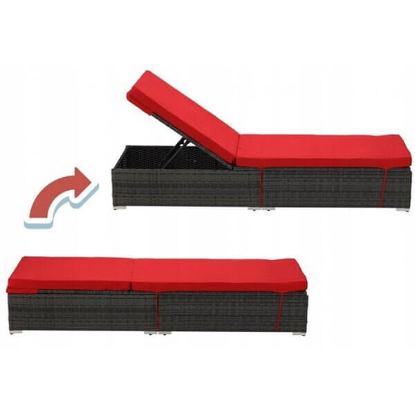 Ležaljka od ratana sa crvenim jastucima ABI3555 - Image 2
