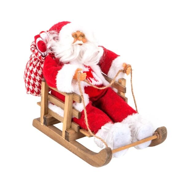 Novogodišnja samostojeća dekoracija Deda Mraz u sankama 25x15x28 cm (128445H)