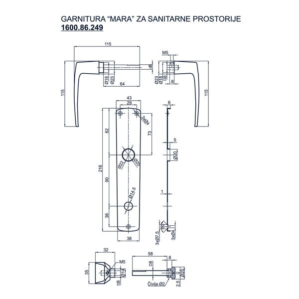 Garnitura Mara za sanitarne prostorije bronza (160086249) - Image 2