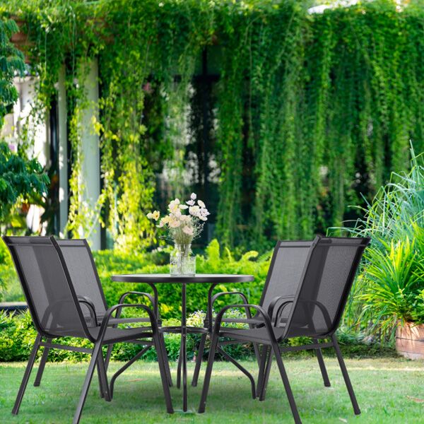 Baštenski set okrugli sto + 4 stolice crni (TIH3377) - Image 2