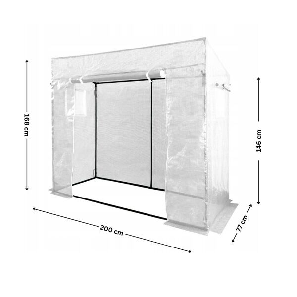 Plastenik 200x77x168/146cm beli (TUN0766) - Image 3