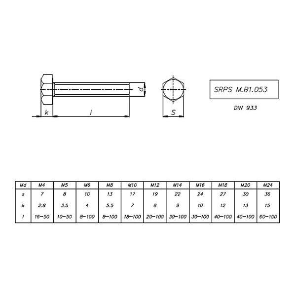 VIJAK SRPS 053 M16 (DIN 933) - Image 2