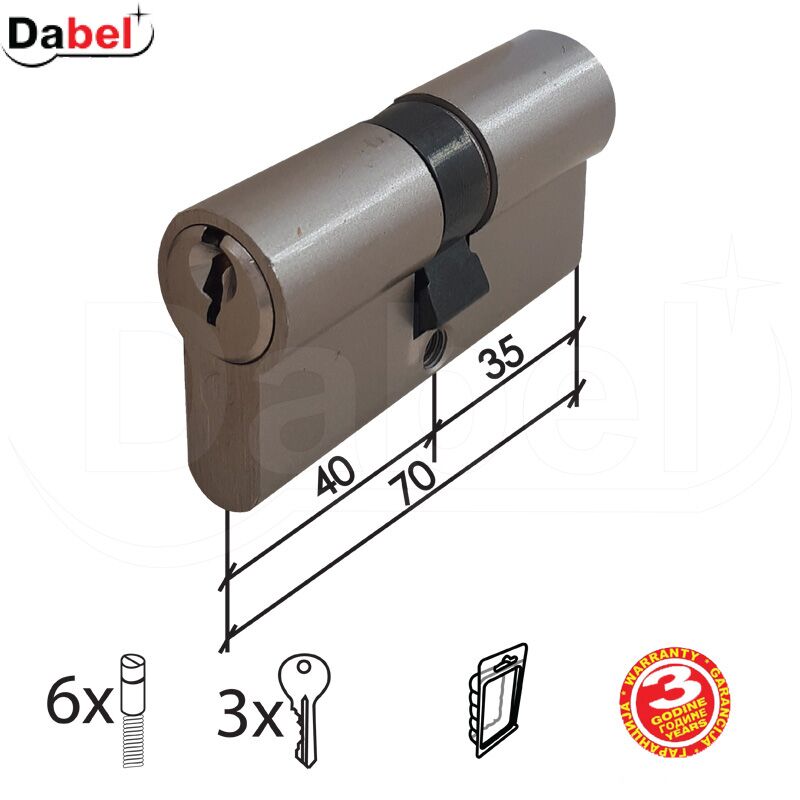 Cilindar za vrata CL2036 Nikl 75mm(35-40) 3K DBP1 3301110
