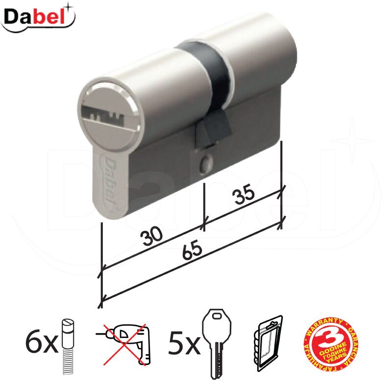 Cilindar kodirani CL2020 SS 65mm(30-35) 5kod DBP1 0106308