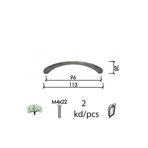 Ručica za nameštaj C40 B-NI 96/113/28mm 2kom M4x22mm DBP2 (0205563)
