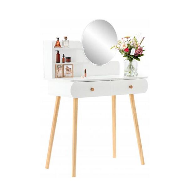 Stočić za šminku sa ogledalom 80x40x120 cm beli (PHO7872) - Image 2