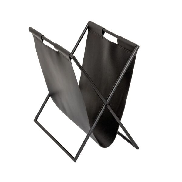 Stalak za časopise 37x22x35 metal veštačka koža crna (206151)