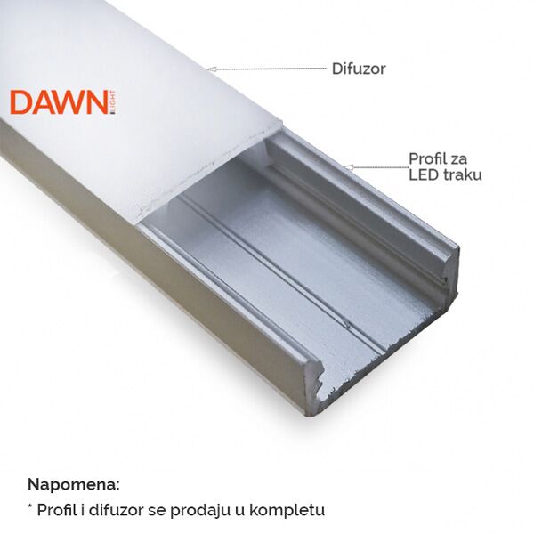LED profil LL-ALP002-R komplet sivi (LL-ALP002-R)